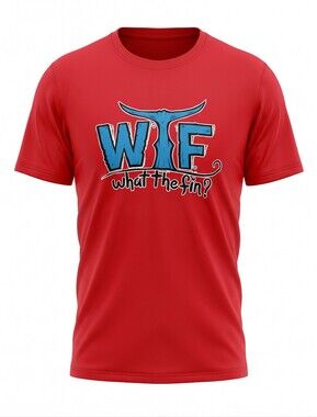 WTF Red Graphic Tee with 'WTF' Whale Tail Design Performance Streetwear Sporting